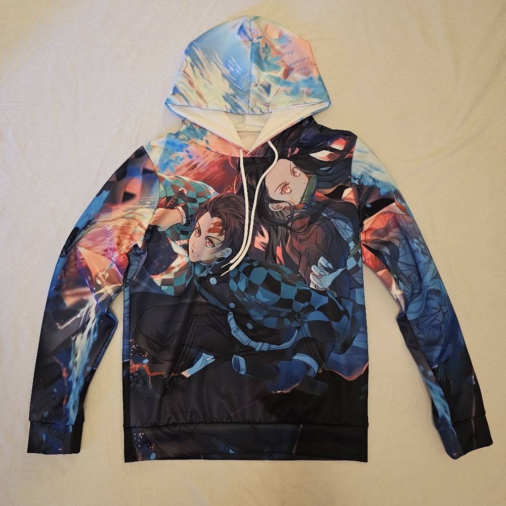 Rare Demon Hunter Graphic Print Medium Sized Hoodie With Kangaroo Pockets